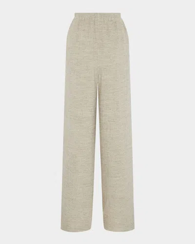 ESKANDAR LINEN FLARED TROUSERS