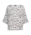 Eskandar Linen Floral Boat-neck Blouse