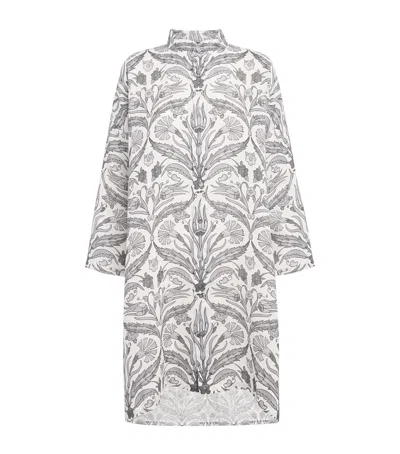 Eskandar Linen Floral Collarless Shirt