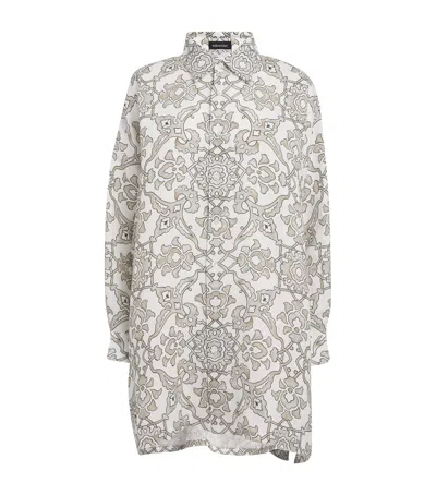 Eskandar Linen Floral Longline Shirt