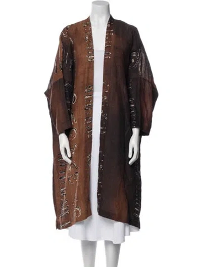 Pre-owned Eskandar Linen Floral Print Jacket In Brown
