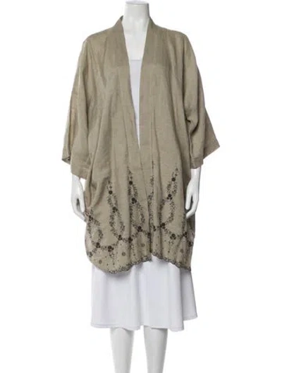 Pre-owned Eskandar Linen Floral Print Jacket In Neutral