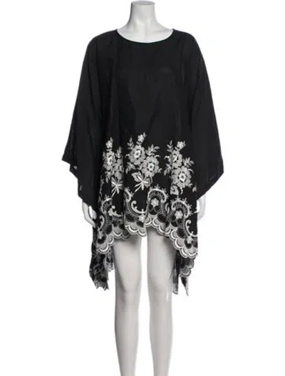 Pre-owned Eskandar Linen Floral Print Tunic W/ Tags In Black