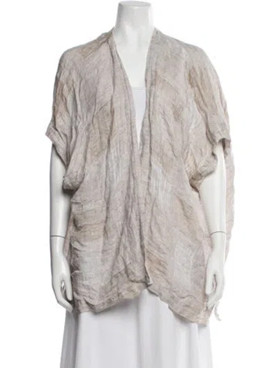 Pre-owned Eskandar Linen Floral Print Vest In Neutral