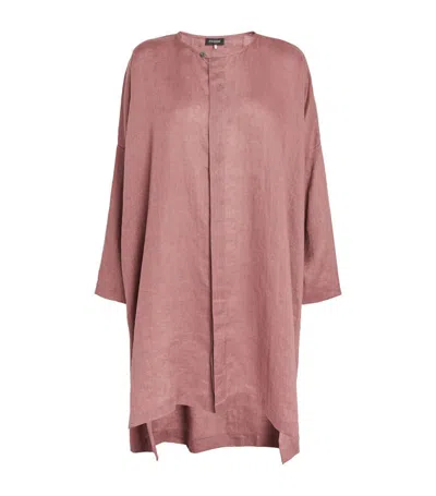 Eskandar Linen Front-placket Shirt In Pink