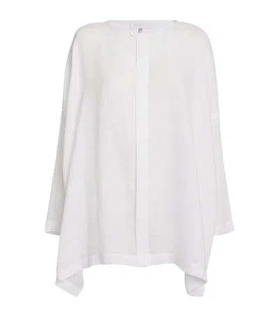 Eskandar Linen Front-placket Shirt In White