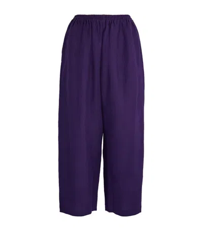 Eskandar Linen Japanese Trousers In Purple