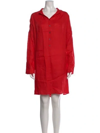 Pre-owned Eskandar Linen Knee-length Dress In Red
