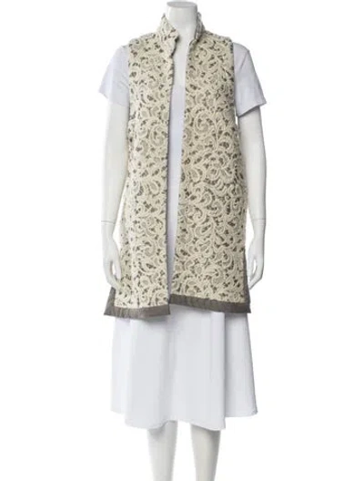 Pre-owned Eskandar Linen Lace Pattern Vest In Neutral