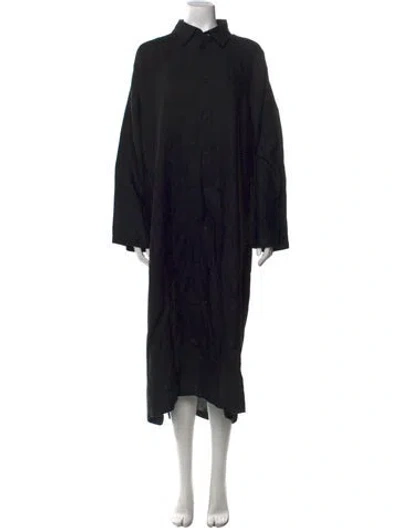 Pre-owned Eskandar Linen Long Dress In Black