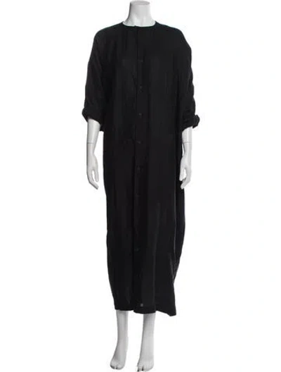Pre-owned Eskandar Linen Long Dress In Black