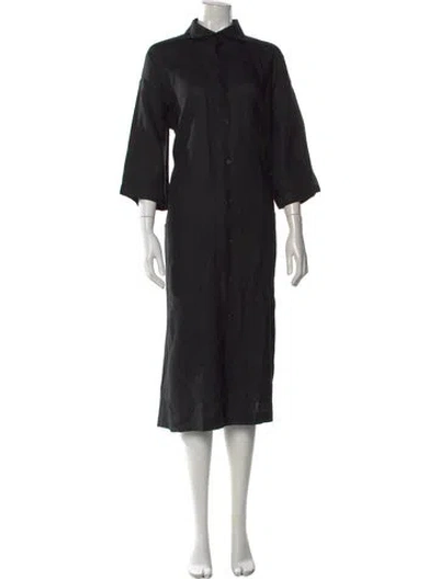 Pre-owned Eskandar Linen Long Dress In Black