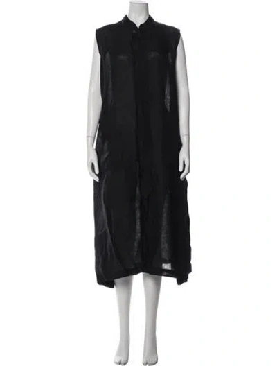 Pre-owned Eskandar Linen Long Dress In Black