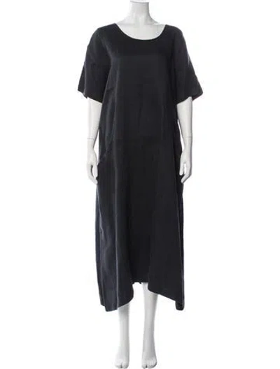 Pre-owned Eskandar Linen Long Dress In Black
