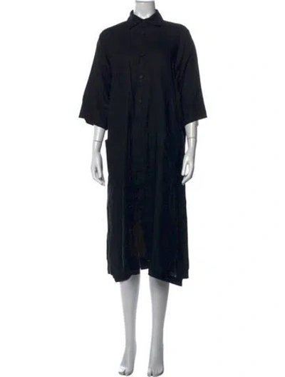 Pre-owned Eskandar Linen Long Dress In Black