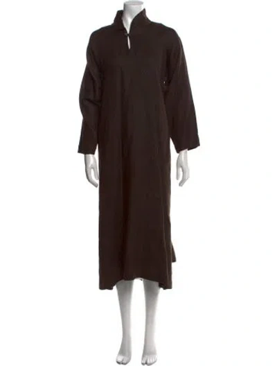 Pre-owned Eskandar Linen Long Dress In Brown