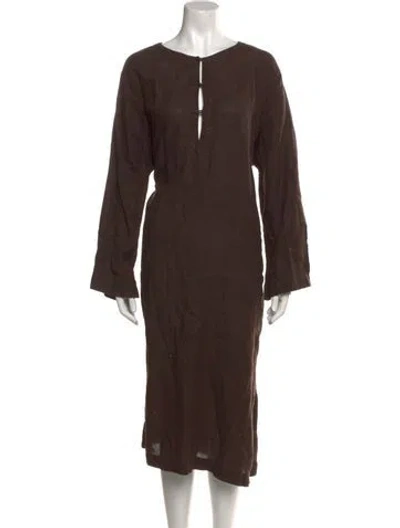 Pre-owned Eskandar Linen Long Dress In Brown