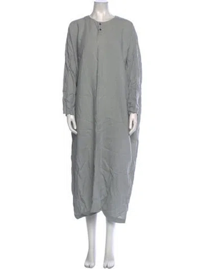 Pre-owned Eskandar Linen Long Dress In Gray