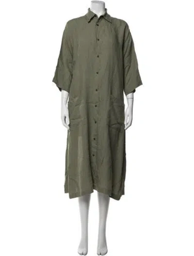 Pre-owned Eskandar Linen Long Dress In Green