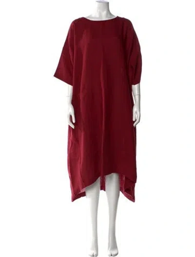 Pre-owned Eskandar Linen Long Dress In Red