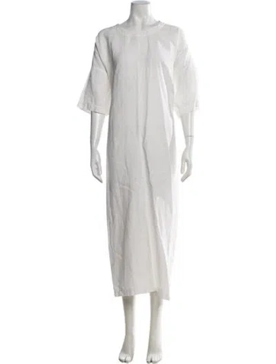Pre-owned Eskandar Linen Long Dress In White