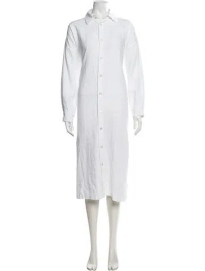 Pre-owned Eskandar Linen Long Dress In White