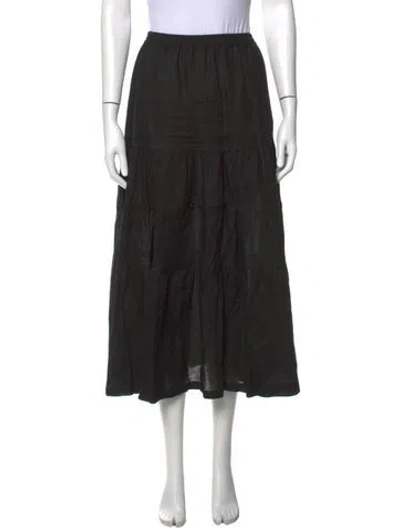 Pre-owned Eskandar Linen Long Skirt In Black