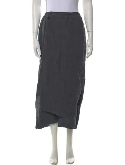 Pre-owned Eskandar Linen Long Skirt In Blue