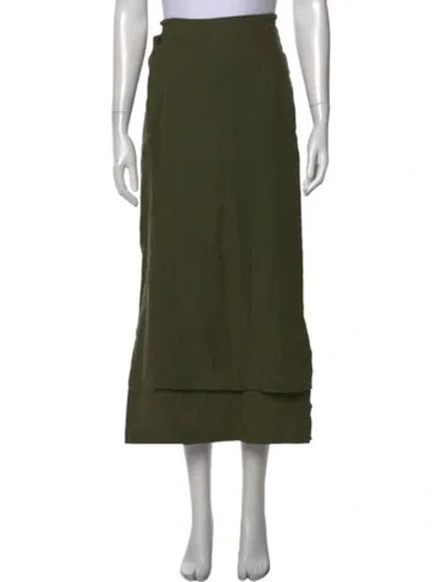 Pre-owned Eskandar Linen Long Skirt In Green