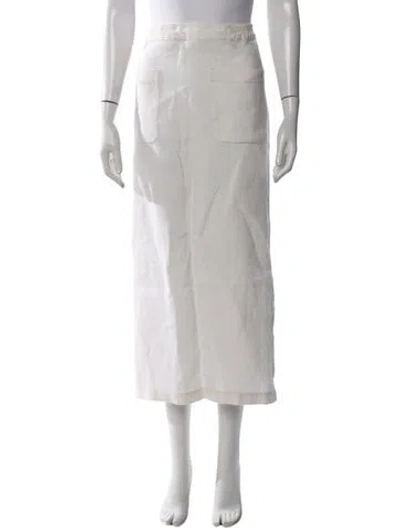 Pre-owned Eskandar Linen Long Skirt In White