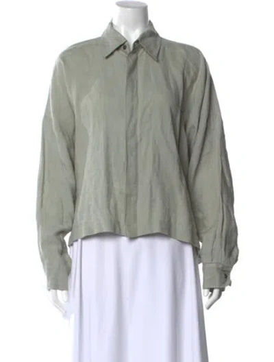 Pre-owned Eskandar Linen Long Sleeve Blouse In Green
