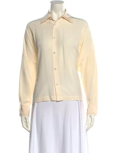 Pre-owned Eskandar Linen Long Sleeve Button-up Top In Neutral