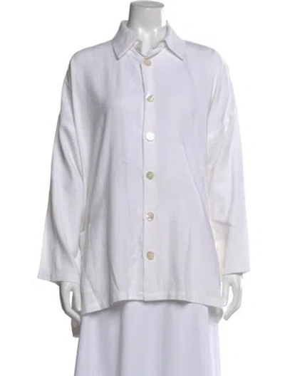 Pre-owned Eskandar Linen Long Sleeve Button-up Top In Neutral