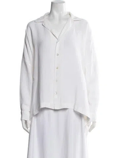 Pre-owned Eskandar Linen Long Sleeve Button-up Top In Neutrals