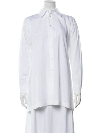 Pre-owned Eskandar Linen Long Sleeve Button-up Top W/ Tags In White