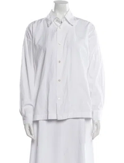 Pre-owned Eskandar Linen Long Sleeve Button-up Top In White