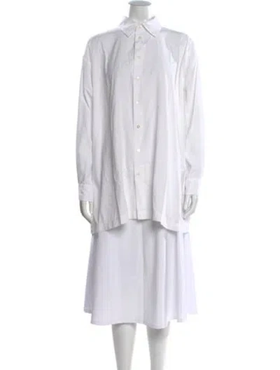 Pre-owned Eskandar Linen Long Sleeve Button-up Top In White