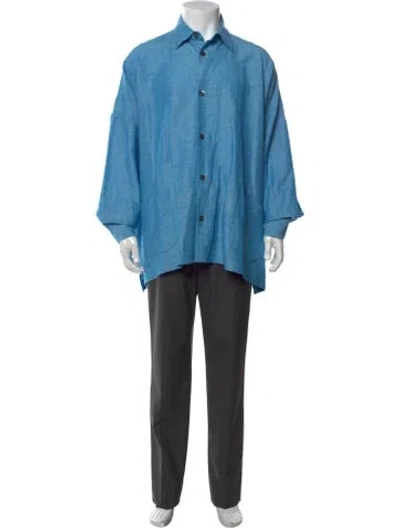 Pre-owned Eskandar Linen Long Sleeve Shirt In Blue