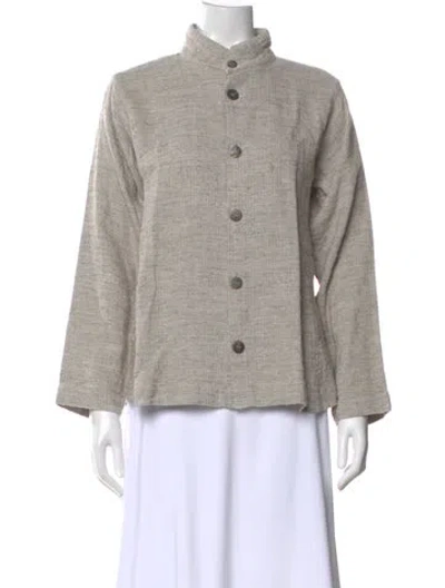 Pre-owned Eskandar Linen Long Sleeve Top In Gray
