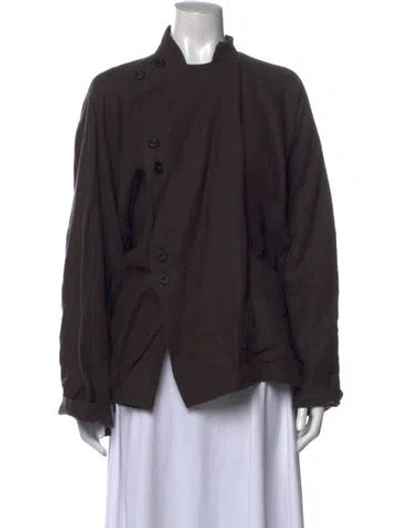 Pre-owned Eskandar Linen Long Sleeve Top In Grey