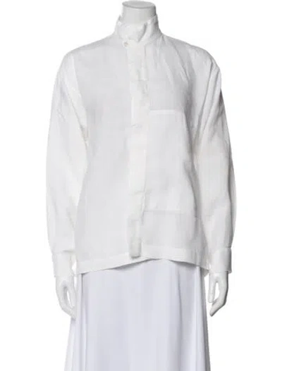 Pre-owned Eskandar Linen Long Sleeve Top In Neutral