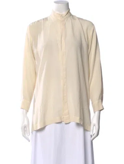 Pre-owned Eskandar Linen Long Sleeve Top In White