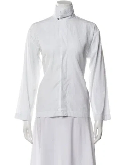 Pre-owned Eskandar Linen Long Sleeve Top In White