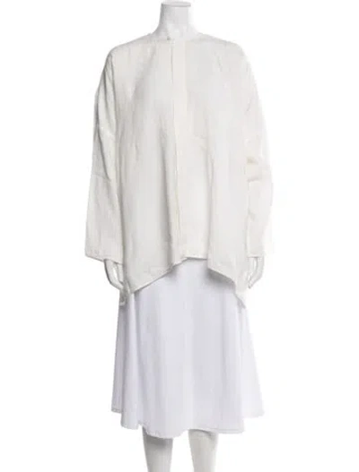 Pre-owned Eskandar Linen Long Sleeve Top In White
