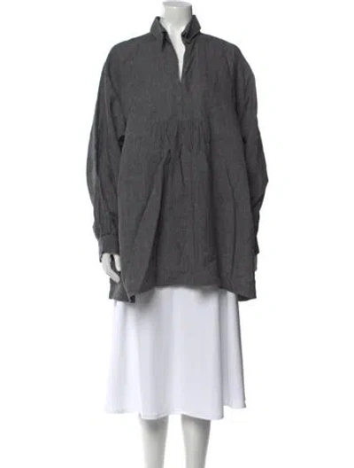 Pre-owned Eskandar Linen Long Sleeve Tunic In Gray