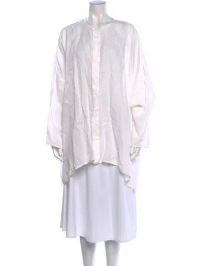 Pre-owned Eskandar Linen Long Sleeve Tunic In White