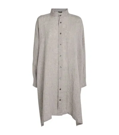 Eskandar Linen Longline Shirt In Grey