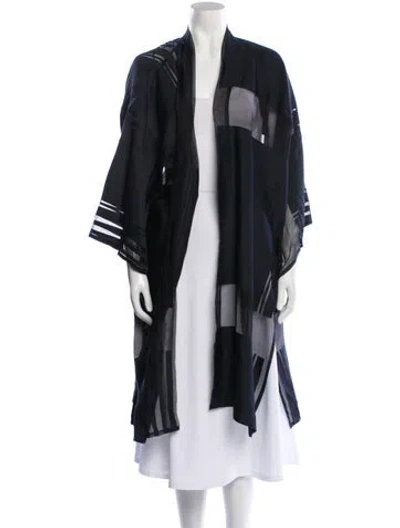 Pre-owned Eskandar Linen Mesh Accents Robe In Black