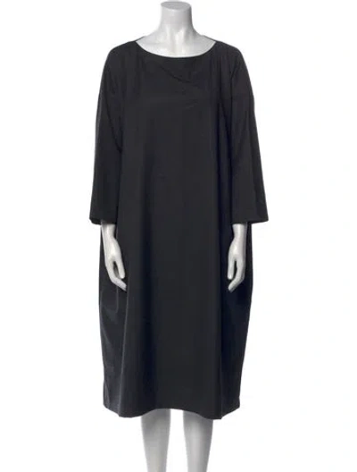 Pre-owned Eskandar Linen Midi Length Dress In Black