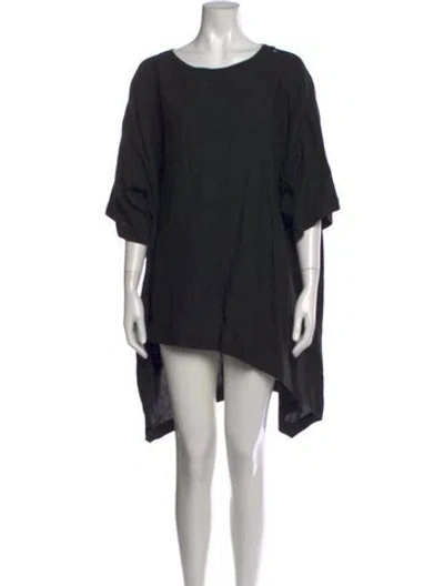 Pre-owned Eskandar Linen Midi Length Dress In Black